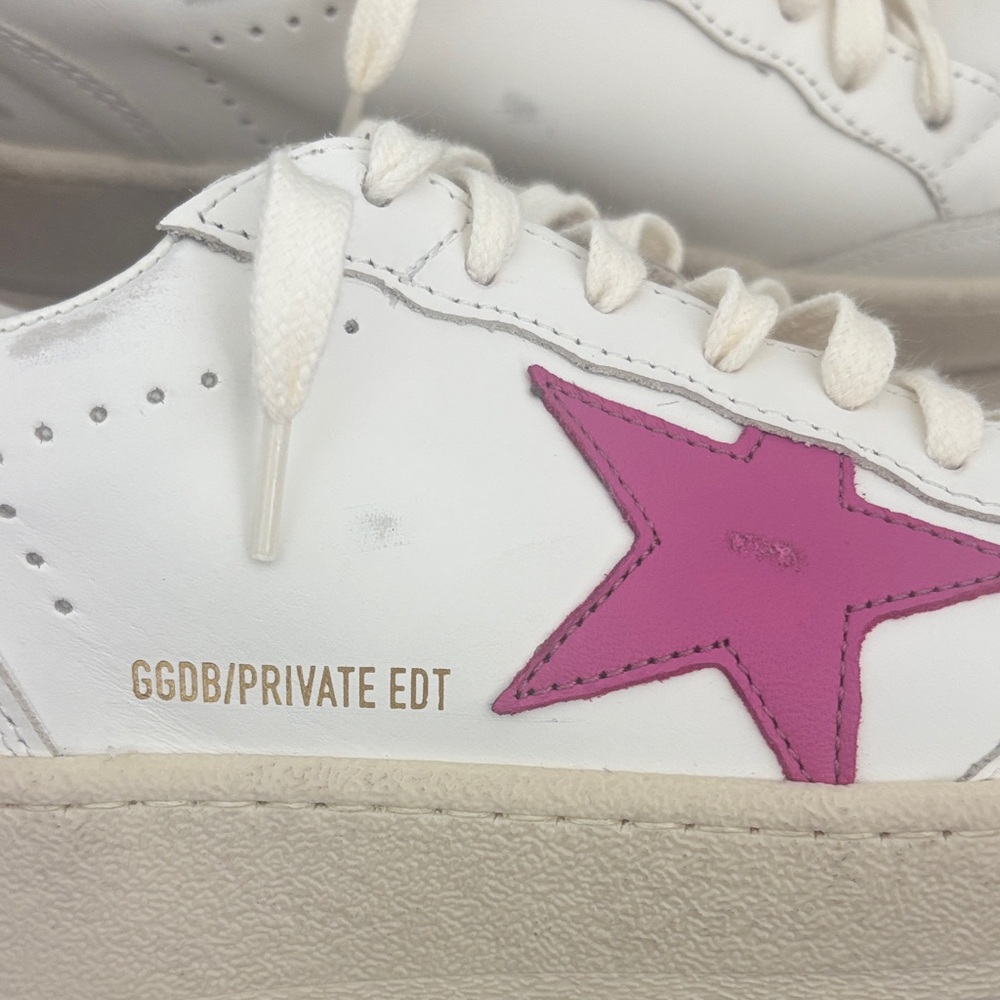 Golden Goose White Sneakers with Pink Star - Picture 6 of 16